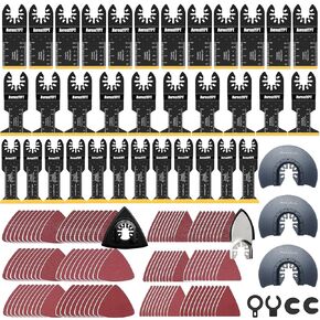 Professional Universal Oscillating Tool Blades Kit - 31 Pcs Titanium & Wood Blades for Multitools - Compatible with Dewalt, Ryobi, Fein, Milwaukee | Perfect for Wood, Plastics & Metal Cutting in Kuwait