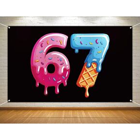 Funny 67 Meme Photo Booth Backdrop 6 7 Six Seven Birthday Party Decoration Winter Holiday Background Banner Wall Decor (Black-1, 3.6×5.9ft) in Kuwait