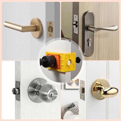 طقم تثبيت قفل الباب لباب خشبي بسمك 1-3/8 بوصة - 1-3/4 بوصة، قفل باب بتصميم مشبك على شكل حرف C مع قالب دليل، منشار ثقب قفل الباب، فولاذ كربوني in Kuwait