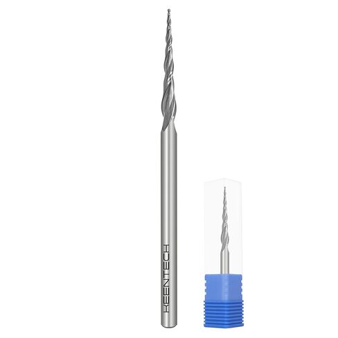 KEENTECH CNC Solid Carbide Spiral Router Bit, 2D & 3D Carving 3.7 Deg Tapered Angle Ball Tip, 2 Flute, Up-Cut -0.50mm D x 0.25mm R x 19mm CH x 3mm SHK x 60mm Long (KT2090519603T) in Saudi Arabia