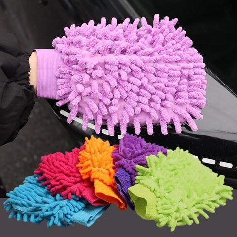 Double-Sided Car Care Cleaning Gloves Chenille Towel Mitt Microfiber Washing Tools Gloves Brushes Soft Rags Cloth (1Pcs-Random Color) in Saudi Arabia