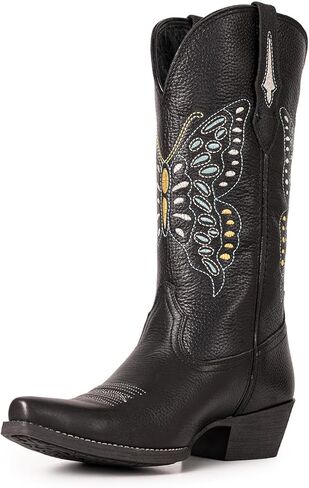 أحذية رعاة البقر الغربية للنساء الغربية منتصف العجل المطرزة راعية البقر التمهيد البلد كامل جلد البقر التمهيد in Kuwait