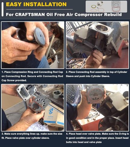 ZAC0032 Compressor Valve Plate Kit & K-0650 Air Compressor Cylinder Sleeve and Compression Ring Kit For Craftsman Porter Cable DeVilbiss DeWalt Black & Decker Oil-Free Pumps Air Compressors in Saudi Arabia