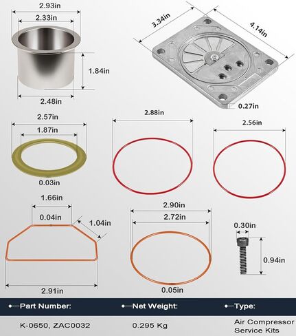 ZAC0032 Compressor Valve Plate Kit & K-0650 Air Compressor Cylinder Sleeve and Compression Ring Kit For Craftsman Porter Cable DeVilbiss DeWalt Black & Decker Oil-Free Pumps Air Compressors in Saudi Arabia