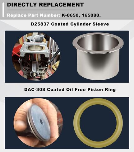 ZAC0032 Compressor Valve Plate Kit & K-0650 Air Compressor Cylinder Sleeve and Compression Ring Kit For Craftsman Porter Cable DeVilbiss DeWalt Black & Decker Oil-Free Pumps Air Compressors in Saudi Arabia