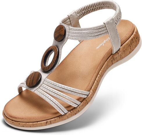 Littleplum النساء الصنادل المسطحة قوس دعم المفتوحة اصبع القدم عارضة الصيف منخفضة حذاء بكعب ويدج للمشي الشاطئ اليومي صنادل مريحة in Kuwait