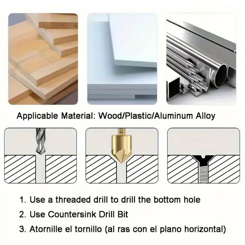 6PCS Countersink Drill Bit Set, 1/4" Hex Shank, 82 Degree 5 Flutes Design Center Punch Tool for Metal Wood Plastic in Size 1/4" 5/16'' 3/8" 1/2" 5/8" 3/4" in Saudi Arabia