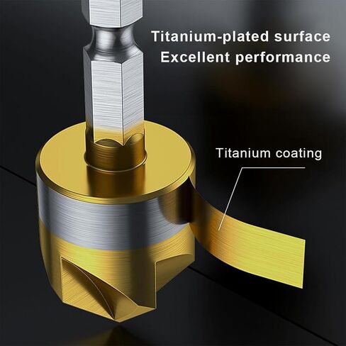 6PCS Countersink Drill Bit Set, 1/4" Hex Shank, 82 Degree 5 Flutes Design Center Punch Tool for Metal Wood Plastic in Size 1/4" 5/16'' 3/8" 1/2" 5/8" 3/4" in Saudi Arabia