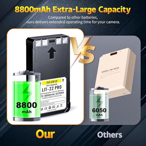 2 Pack LIT-22 Battery 8800mAh 7.7V Rechargeable Lithium Battery for SPYPOINT Trail Camera, Compatible with Flex-M, F lex-S, FLEX-G36, Flex-Plus Cellular Trail Hunting Cameras (Includes Type-C Cable) in Saudi Arabia