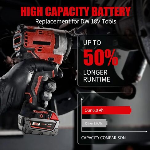 2 Pack 6.0Ah M18 Max Battery Replacement for Milwaukee 18V 2646-22CT,2643-21CT,2641-21CT,2646-21CT,2646-20 Power Cordless Tools in Kuwait