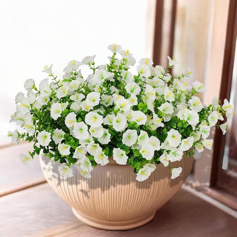 16 Bundles Artificial Flowers Outdoor Spring Summer Decoration Fake Silk Colorful Daisy Eucalyptus Realistic UV Outside Faux Plants for Garden Porch Window Box Home Decor(Red Yellow Pink Purple) in Saudi Arabia