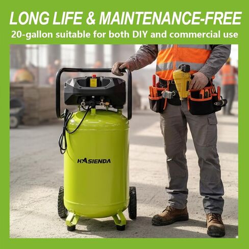 20 Gallon Workshop Air Compressor,150 PSI Max, Oil-Free Vertical Compressor for Garage&Home, with a Long-Life Brushless Motor for Carpentry,Nailing, Auto Repair,Painting(4-Piece Tool Bundle) in Saudi Arabia
