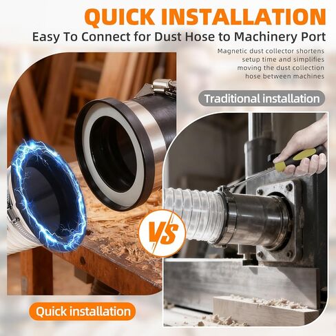 4" Magnetic Dust Collection Fittings for Dust Collectors Woodwork Shop Vacuum Hose, Magnetic Dust Collection Starter Kit, Quickly Connect Hose to Hookup Drum Sander Jointer Planer in Saudi Arabia
