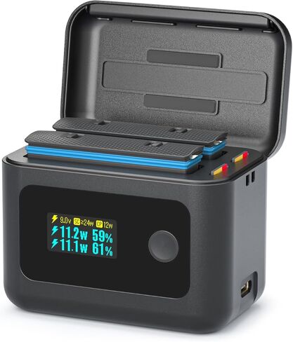 Intelligent Battery Charger Hub for Insta360 X4 Air Accessories,24W Dual Fast Charging Case w/LCD Display Shows Battery SOC,Batteries not Included in Saudi Arabia