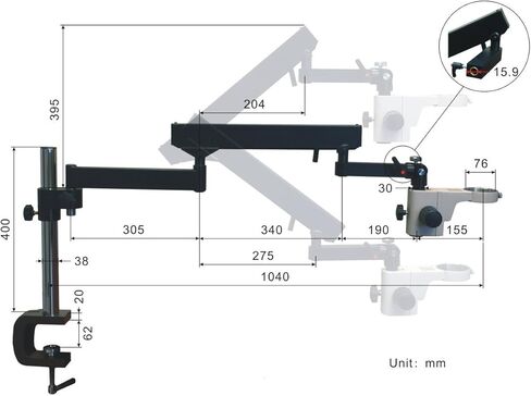 OMAX 2-270X Stereo Microscope+Articulated Stand+Cold Light+10MP Camera in Saudi Arabia