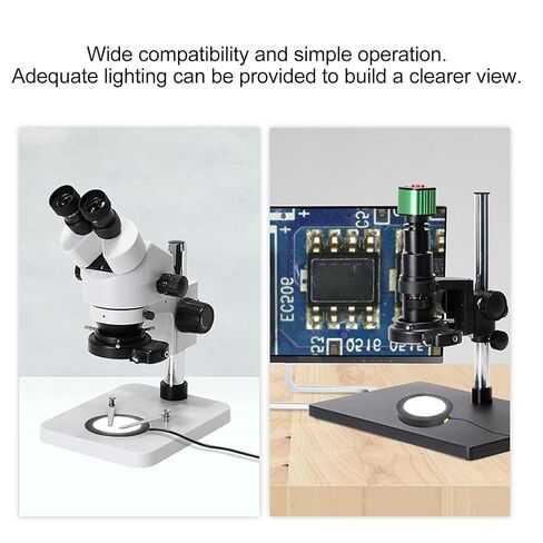 مجهر ضوء LED قابل للتعديل ضوء سفلي 40 ~ 160 مم مسافة عمل واسعة مجهر ستيريو أبيض ساطع إضاءة LED 90-260 فولت قابس أمريكي 6400 ك درجة حرارة اللون in Kuwait