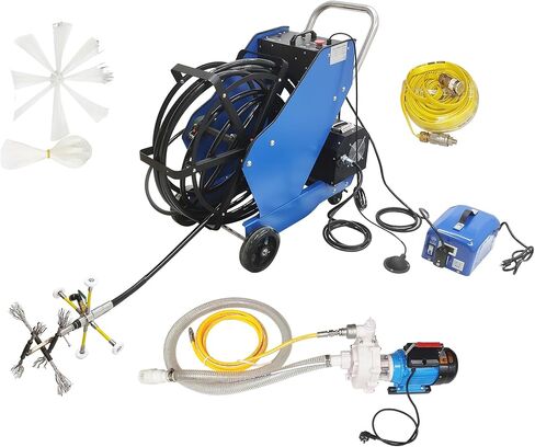 INTSUPERMAI Commercial Kitchen Duct Cleaner 110V/220V, 1500W Grease Exhaust Vent Cleaning System, 15m Shaft & Self-Priming Pump, Kitchen Duct Cleaning Machine for Restaurant Hotel Ventilation Hood in Saudi Arabia