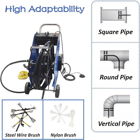 INTSUPERMAI Commercial Kitchen Duct Cleaner 110V/220V, 1500W Grease Exhaust Vent Cleaning System, 15m Shaft & Self-Priming Pump, Kitchen Duct Cleaning Machine for Restaurant Hotel Ventilation Hood in Saudi Arabia