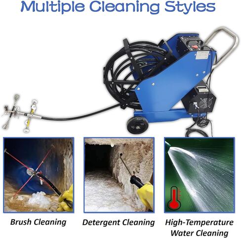 INTSUPERMAI Commercial Kitchen Duct Cleaner 110V/220V, 1500W Grease Exhaust Vent Cleaning System, 15m Shaft & Self-Priming Pump, Kitchen Duct Cleaning Machine for Restaurant Hotel Ventilation Hood in Saudi Arabia