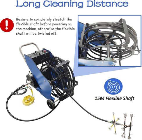 INTSUPERMAI Commercial Kitchen Duct Cleaner 110V/220V, 1500W Grease Exhaust Vent Cleaning System, 15m Shaft & Self-Priming Pump, Kitchen Duct Cleaning Machine for Restaurant Hotel Ventilation Hood in Saudi Arabia