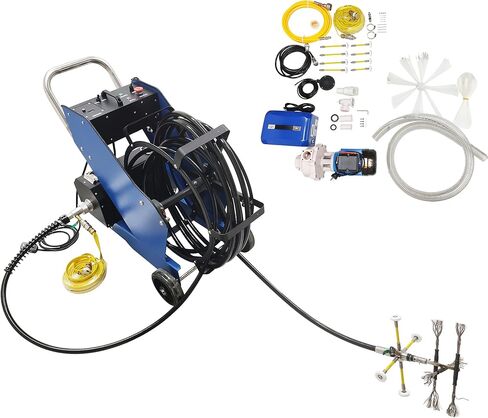 INTSUPERMAI Commercial Kitchen Duct Cleaner 110V/220V, 1500W Grease Exhaust Vent Cleaning System, 15m Shaft & Self-Priming Pump, Kitchen Duct Cleaning Machine for Restaurant Hotel Ventilation Hood in Saudi Arabia
