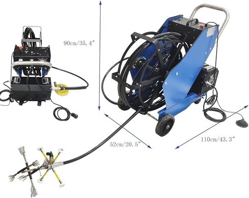 INTSUPERMAI Commercial Kitchen Duct Cleaner 110V/220V, 1500W Grease Exhaust Vent Cleaning System, 15m Shaft & Self-Priming Pump, Kitchen Duct Cleaning Machine for Restaurant Hotel Ventilation Hood in Saudi Arabia