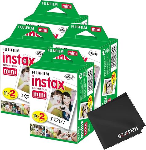 فيلم كاميرا Fujifilm Instax Mini الفوري: إجمالي 20 لقطة، (10 ورقات × 2) - التقط الذكريات في أي وقت وفي أي مكان - حل القماش الشامل والأداء النهائي من Boomph للحصول على جودة صورة مثالية in Saudi Arabia
