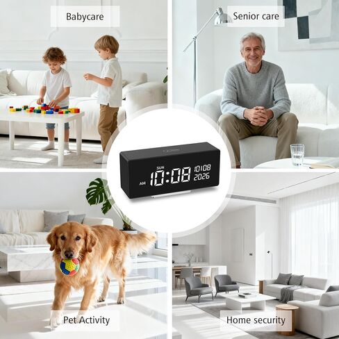 كاميرا NOSENT Security Mini، ساعة رقمية، 1080P HD، كاميرا Nanny، مع كشف الحركة بالذكاء الاصطناعي، رؤية ليلية واضحة، 5G و2.4G، زاوية عرض 150 درجة، اتصال بلوتوث، تخزين محلي وسحابي in Kuwait