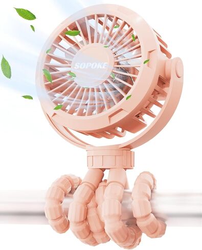 Mini Portable Baby Stroller Fan,3 Speed Personal Handheld Fan,Battery Operated Rechargeable 360° Flexible Tripod Cooling Fan, Suitable for Car Seat Crib Treadmill Golf Cart Travel(Yellow) in Kuwait