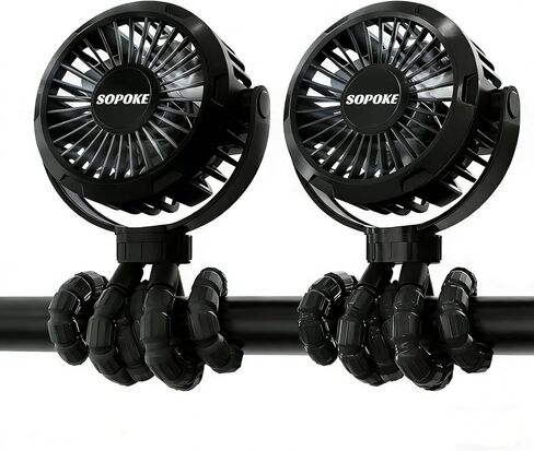 Mini Portable Baby Stroller Fan,3 Speed Personal Handheld Fan,Battery Operated Rechargeable 360° Flexible Tripod Cooling Fan, Suitable for Car Seat Crib Treadmill Golf Cart Travel(Yellow) in Kuwait