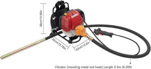 Eapmic Gasoline Concrete Vibrator, 4-Stroke 4.8HP 42.7CC Air Cooled Single Cylinder Backpack Concrete Vibrating Machine Cement Vibrator with 10FT Flexible Shaft Rod for Construction Sites in Saudi Arabia