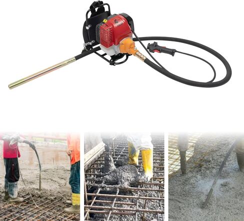 Eapmic Gasoline Concrete Vibrator, 4-Stroke 4.8HP 42.7CC Air Cooled Single Cylinder Backpack Concrete Vibrating Machine Cement Vibrator with 10FT Flexible Shaft Rod for Construction Sites in Saudi Arabia
