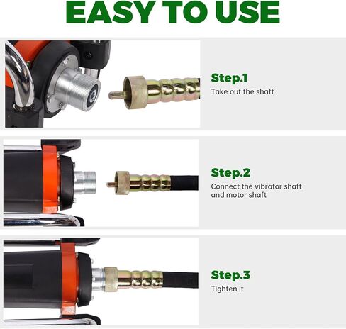 هزاز خرسانة كهربائي، 1500 وات 18000 فولت في الدقيقة، محرك نحاسي 2 حصان، اهتزاز خرسانة محمول، هزازات خرسانة كهربائية محمولة بعمود 14.75 قدم / 4.5 متر، إزالة فقاعة الهواء ومستوى الخرسانة in Kuwait