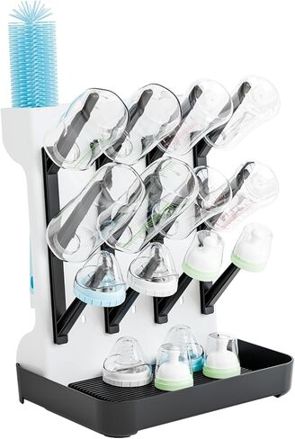 SuoXing Vertical Baby Bottle Drying Rack,Space Saving Countertop Baby Drying Rack for Bottles,Large Baby Bottle Station Stand,Bottle Rack Dryer for Brushes,Pacifiers,Baby Accessories Organizer,Grey in Kuwait