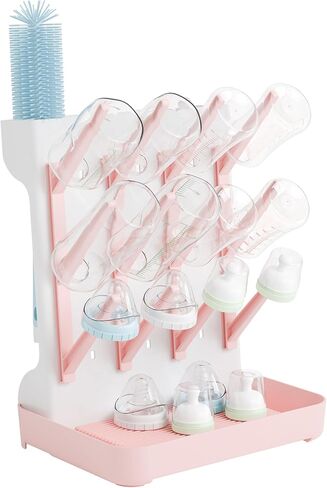 SuoXing Vertical Baby Bottle Drying Rack,Space Saving Countertop Baby Drying Rack for Bottles,Large Baby Bottle Station Stand,Bottle Rack Dryer for Brushes,Pacifiers,Baby Accessories Organizer,Grey in Kuwait