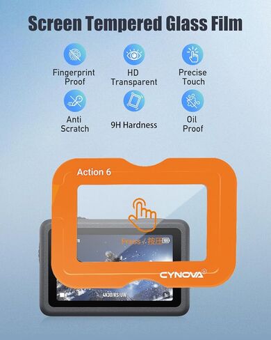 [2+2+2] حزمة واقيات الشاشة الأمامية والخلفية وواقي العدسات لـ DJI Action 6 مع مجموعة تثبيت المحاذاة التلقائية، زجاج مقسى بصلابة 9H لـ DJI Action 6، مضاد للخدش، خالي من الفقاعات، وضوح عالي الدقة in Saudi Arabia