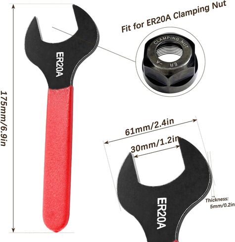 Hordion 1Pcs Collet Chuck Wrench for ER20A Lathe Clamping Nut, 30mm Spanner Wrench in Saudi Arabia