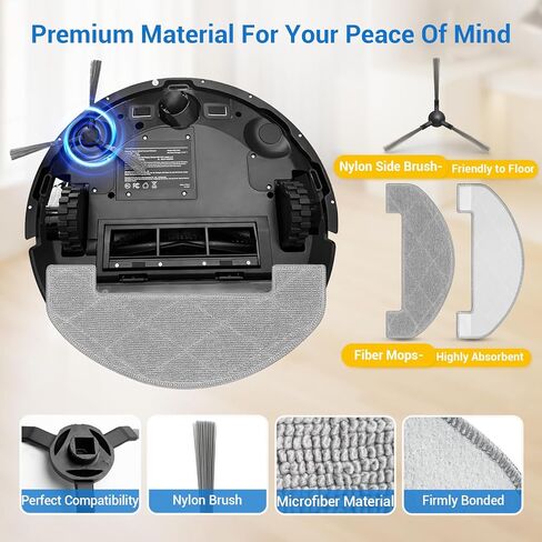 Bluevisk MS1 MAX Replacement Parts for For MONSGA MS1 MAX Robotic Vacuum Cleaner Parts with 1 Roller Brush, 4 HEAP, 6 Mop, 6 Dust Bags, 6 Side Brushes, 1 Clean Brush in Saudi Arabia