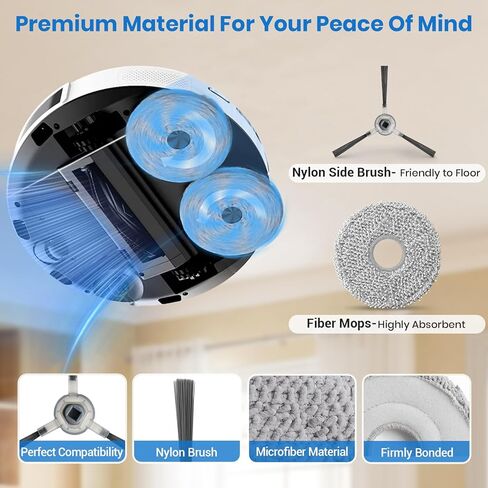 M3 Replacement Parts for Lefant M3 Accessories Robotic Vacuum Cleaner Parts 2 Roller Brush,4 HEAP, 6 Mops, 6 Dust Bags, 6 Side Brushes, 1 Clean Brush in Saudi Arabia