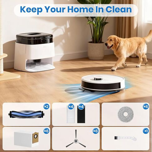 M3 Replacement Parts for Lefant M3 Accessories Robotic Vacuum Cleaner Parts 2 Roller Brush,4 HEAP, 6 Mops, 6 Dust Bags, 6 Side Brushes, 1 Clean Brush in Saudi Arabia
