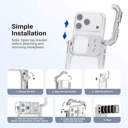 NEEWER 37mm Filter Lens Backplate for PA143/PA144 Phone Cage Only, Quick Release Video Rig Mobile Camera Photography Accessories Compatible with iPhone 17 Pro 17 Pro Max Beastgrip, PA152 in Saudi Arabia