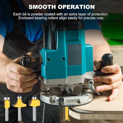 Boren 15Pieces Router Bits Set 1/4 Inch Shank Woodwork Tools，for Doors for Beginners Woodwork Tools，Tables,Shelves,Cabinets,DIY Woodwork. in Saudi Arabia