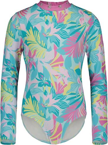 Billabong Girls's Long Sleeve Onesie Rashguard Swimsuit مع حماية من أشعة الشمس 50+ ، بدلة تجفيف سريعة in Kuwait