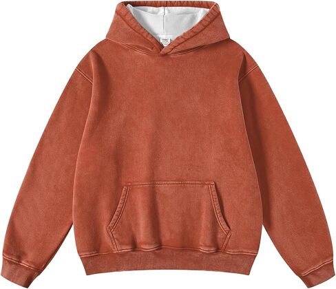 Iwing Mens Womens Hoodies Oversized Acid Wash Hoodie Unisex Heavyweight Fleece Sweatshirt Vintage Washed Sweatshirt 2025 in Kuwait