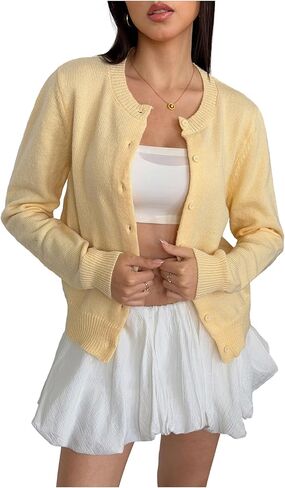 Women's Button Down Cardigan Long Sleeve Knit Sweaters Shrugs Outerwear in Saudi Arabia