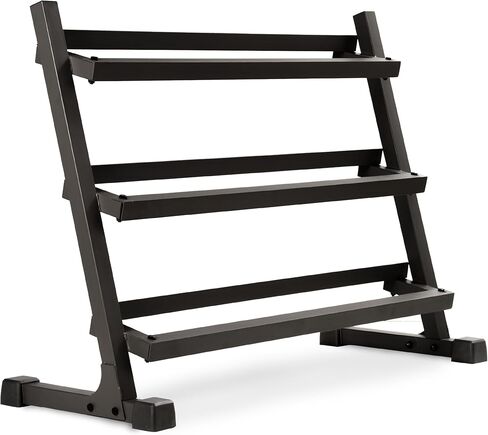 XMARK 3-Tier Dumbbells Weight Storage Rack, Holds 5-50 Pound Hex Dumbbells Weight Set (10 Pairs Capacity), Gray or Black in Kuwait