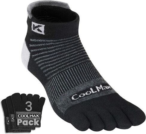 3-Pair Cushioned Compression Running Toe Socks Ankle | Coolmax Lycra | Size Men's 4-13 Women's 5-14 in Kuwait