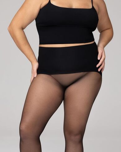 NOOSH Getnoosh PLAY Free-Hugging Seamless Tights For Women | Stylish Comfort & Breathable | Light Weight Sheer Women's Tights No Middle Seam | Mocha - L/XL in Saudi Arabia