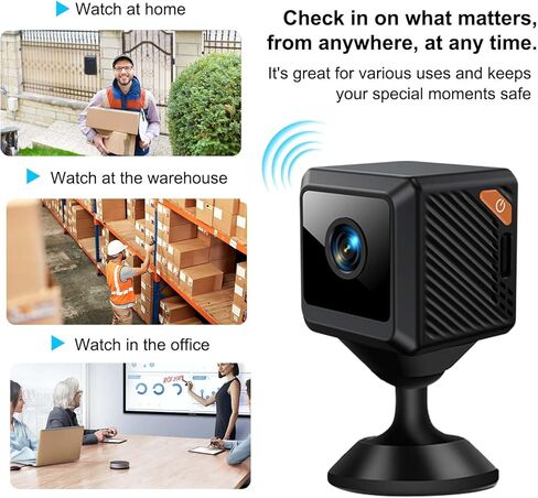 Hidden Camera, Full HD Mini Camera Wireless with 180-Degree Wide Angle, Mini Security Monitor for Nanny, Pet, Baby Monitor & Home Security, Motion Detection,Night Vision and Instant Alerts in Saudi Arabia