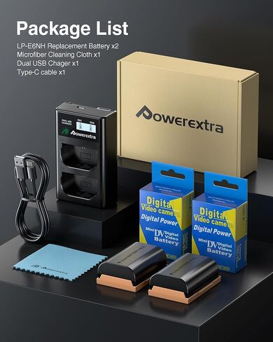 بطارية LP-E6NH بقدرة 2950 مللي أمبير في الساعة وشاحن USB مزدوج لكاميرات EOS R,R5,R6,R6 Mark II,R7,90D,80D,70D,60D,5D II,5D III,5D IV,5Ds,6D,6D II,7D,7D Mark II in Kuwait